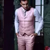 Ternos Masculinos Blazers Masculinos Rosa Baile Masculino Para Noivo Casamento Smoking 3 Peças Casual Moda Masculina Traje Jaqueta Com Calça Colete