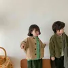 Niños y niñas Moda Stand Collar Chaquetas de gran tamaño Retro Loose 2 Colores Abrigos 211204