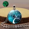 Femmes hommes colliers lumineux 3 couleurs chaîne classique mode arbre de vie verre rond pendentif collier pull bijoux