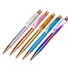 2021 Design De Moda Creative Pen De Cristal Diamante Papelaria Papelaria De Papelaria Estilos Stylus Pen Touch Pen 14 Cores Ooso Preto Recarga