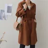 JXMYY Simple Lace Dubbelsidig ullrock Midlängd Coat Women Autumn och Winter Thick Loose Slim Wool Coat 210412