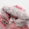 Bebê menina casaco de inverno frio 3 4 6 8 10 11 12 anos adolescente espessamento com bola de pele falso com capuz jaqueta para crianças 210701