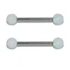 4 Stück lange industrielle Barbell-Ringe Opal Zunge Nippel Bar Titan Stahl Ohr Tragus Helix Piercings Mädchen Frauen Körperschmuck