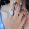 Fashion Micro Paved White Rhinestones Finger Ring Oval Shape Elegant Rings For Women Wedding Party Delicate Jewelry Gift B4M876 Cluster