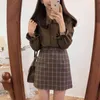 Plaid femmes automne grande taille crayon au-dessus du genou, Mini jupe Femme Vintage jupes Jupe Femme Faldas Mujer 210417