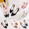 Scarpe casual Donna Tinta unita Scamosciata Ballerine Tacco Perla casual Scarpe a punta piatta da ballerina con punta a punta