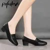 Pofulove Shoe Heelsレザーブラックレディーワークプロフェッショナルラグジュアリーデザイナーハイ220119