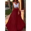 Шифон длинная юбка элегантный сплошной цвет летняя осень женская высокая талия двойной A-Line Boho стиль пляж Maxi S Saias 210621