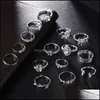 Band Pierścionki Biżuteria 15 Sztuk / Zestaw Vintage Czeski Geometryczne Zestawy Golckle Dla Kobiet Retro Sier Finger Wedding YC Drop Dostawa 2021 A5CM6
