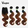 Vaajee Synthetic Hair Weave with Lace Fermeture Body Wave Brown 14 "16" 4pcs / lot High Quality Packs Extension Hair Extension Femmes 2102168438506