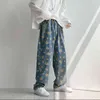 Hip Hop erkek Grafik Baskılı Kot Kadın Sonbahar Moda Pantolon Rahat Boy Kore Streetwear Erkek Pantolon 220115