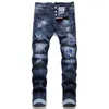 Fashion Spodnie Mężczyźni Dżinsy Dryminked Ripped Biker Slim Fit Motorcycle Biker Denim Dla Mężczyzn S Fashion Mans Black Pant