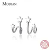 Minimalistyczny podwójna warstwa gwiazda geometryczna stadnina kolczyk dla kobiet 925 Sterling Silver Anti-Allergy Tiny Ear Pin Fine Jewelry 210707