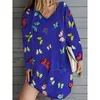 Balteral Sexy Mini Girl Loose Dress Butterfly Print Long Sleeve Fashion Short Casual Dresses