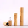 100pcs 3/5/10ml Bamboo Roll On Bottle For Essential Oils Clear Glass Inner with Natural Bamboo Wooden Shell Perfumes Bottles