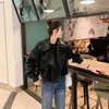 レディースジャケット春秋の女性革服ブラックレッドパックジャケット不規則なコートハイウエスト機関車衣装outwear2022