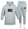 Men's Letter Printed Tracksuit Autumn Brand Hoodie + Jogging Pants Sets Winter Windproof Male Clothing Causal Home Sportswear