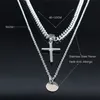 2021 мода из нержавеющей стали панк христианский крест слоистые ожерелья серебряные цвета женские / мужчины хип-хоп ювелирный воротник CRUZ NXS01