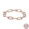 Me Bracelet de chaîne de liaison rose rose or réel 925 argent fit charmes original bricolage pour les bijoux de marque Making Gift Friend5148795