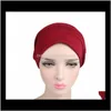 Cache-oreilles Chapeaux Casquettes Chapeaux, Foulards Gants Mode Drop Delivery 2021 Femmes Coton Breathe Femmes Hijabs Turban Élastique Tissu Tête Chapeau Dames