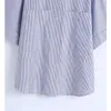 VuWyv Whitevized Popel Shirt Kobiety Summer Casual Niebieski Paski Przycisk W górę Koszulki Kobieta Krótki Rękaw Długa Top Kieszeń 210430