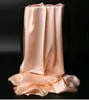 Натуральный шелковистый длинный сплошной цвет большие шали обернутые сатинские шарф реальный шелковый белый Femme женская мода