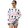 Pullover lavorato a maglia a maniche lunghe per le donne Inverno Albero di Natale Pupazzo di neve Stampa Vintage Casual Femminile Streetwear Maglione caldo Top 210608