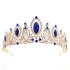 Copricapo Principessa Cristalli Corona nuziale Diademi nuziali Regina barocca Re Trasparente Tiara nuziale con strass rosso blu reale