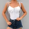 Kadın Tulumlar Tulum Beyaz Lace Up Cami Yaz Rahat Bodysuits Kadınlar Yastıklı Slim Fit Düz Parti Dışarı Dışarı Skinny Sıkı