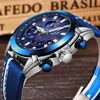 Fashion Blue Men Watch LIGE Top Luxury Brand Chronograph Casual Leather Waterproof Sport Quartz+Clock Relogio Masculino 210527
