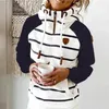 Spring Tops Pullovers Fashion Print Striped Ladies Kläder Casual Hoodies Full Sleeves Mjuk Bekväm Top 210809