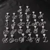 Halskette mit Anhänger, Halskette mit individuellem CZ-Herzverschluss, künstlerische Schriftart, Initialenbuchstaben, Iced Out, kubischer Zirkonia, Herren- und Damenschmuck