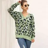 v neck leopard print oversized pullover female autumn winter casual loose sweater jumper streetwear pull femme 210427