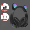 RGB Cat Ear Hoofdtelefoon Bluetooth 5.0 Noise Annuleren Volwassenen Kids Girl Headset Ondersteuning TF-kaart FM-radio met MIC voor telefoon PC Game Headsets