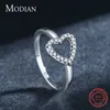 Real 925 Sterling Silver Calssic Vintage Heart Finger Rings Simple Collocation Fine Jewlery For Women Exquisite Gift 210707