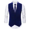 Solide Hommes Wayctoat Formel Business Work Causal Slim Fit Gilet pour hommes rétro Messieurs Hommes costume Gilets de mariage velours Gilet 210524