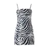 Summer Fashion All-Match Zebra Drukuj Sukienka Sukienka High Waist Slim Beach Torba Hip Krótki Mini Dla Kobiety 210514