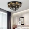 Lámpara de araña redonda de cristal gris moderna para decoración de sala de estar y dormitorio