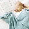 Cobertor de musselina de algodão orgânico duplo gaze toalha de banho bebê borla cobertores nascido grande fralda swaddle envoltório alimentação po adereços 211105