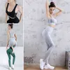 Women Fitness Yoga Sets Quick Dry Workout Gym Clothes Running Clothing Long Sports Crop Top Mesh Leggings Suit Sportswear 2Piece 210802