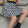 Diseweet Pileli Ekose Kadınlar Yüksek Belli Damalı Etek Haruku Dans Kore tarzı Ter Kısa Mini Etekler Kadın Y0824