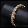 JewelryLuxury Designer Hip Hop Jeia masculino Bracelets Diamond Tennis Bracelet Bling Bangle Iced Out Chains Charms Hiphop Rapper Gold Gold Sier Dro