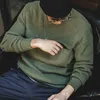 Maden Vintage Pocket Stickade tröjor för män Commando Solid Oversized Warm Retro Pullovers Tops O Neck Sweater Knitting Elastic 211006