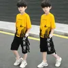 Kleidung Sets Kinder Jungen Kleidung Teenager Boy Sommer Kurzärmele Tops Shirt+Hosen Anzüge Kinder Outfit 3 4 6 8 10 12 Y.