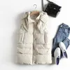 Casual Solid Color Women's Vest Cotton Hooded Thicken Down Coat Sleeveless Winter Vests For Women 210915