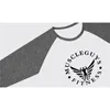 Muscleguys 3/4 ärm plus storlek sommar höst casual slim elastiska mjuka patchwork män t-shirts manliga träningstoppar raglan tee 210421