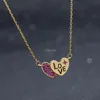 Crystal Bar Love Heart Wold Pendant Necklace Gold Chains Diamond Necklaces for Women Girls Fashion Jewelry Will and Sandy