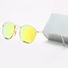 2021 Классический дизайн бренд Круглый солнцезащитные очки UV400 Metal Gold Rade Glasses Мужчины женщины зеркальные стеклянные солнцезащитные очки с коробкой 9 Color 231G