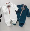 1 مجموعة newbaby صبي الملابس مخطط الرضع الأولاد رومبير كم طويل طفل حللا القطن الأطفال مصمم playsuit بوتيك الاطفال الملابس