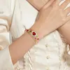 Bracciale a cuore per donna Fiore Bangle Femme Smalto Gioielli per feste Colore dorato Kpop Moda Regalo di Natale